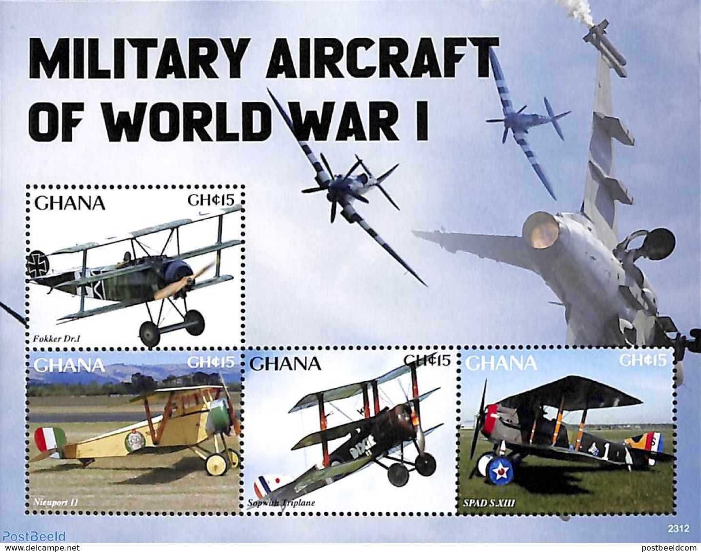 Ghana 2023 Military Aircraft Of World War I 4v M/s, Mint NH, History - Transport - Aircraft & Aviation - World War I - Aviones