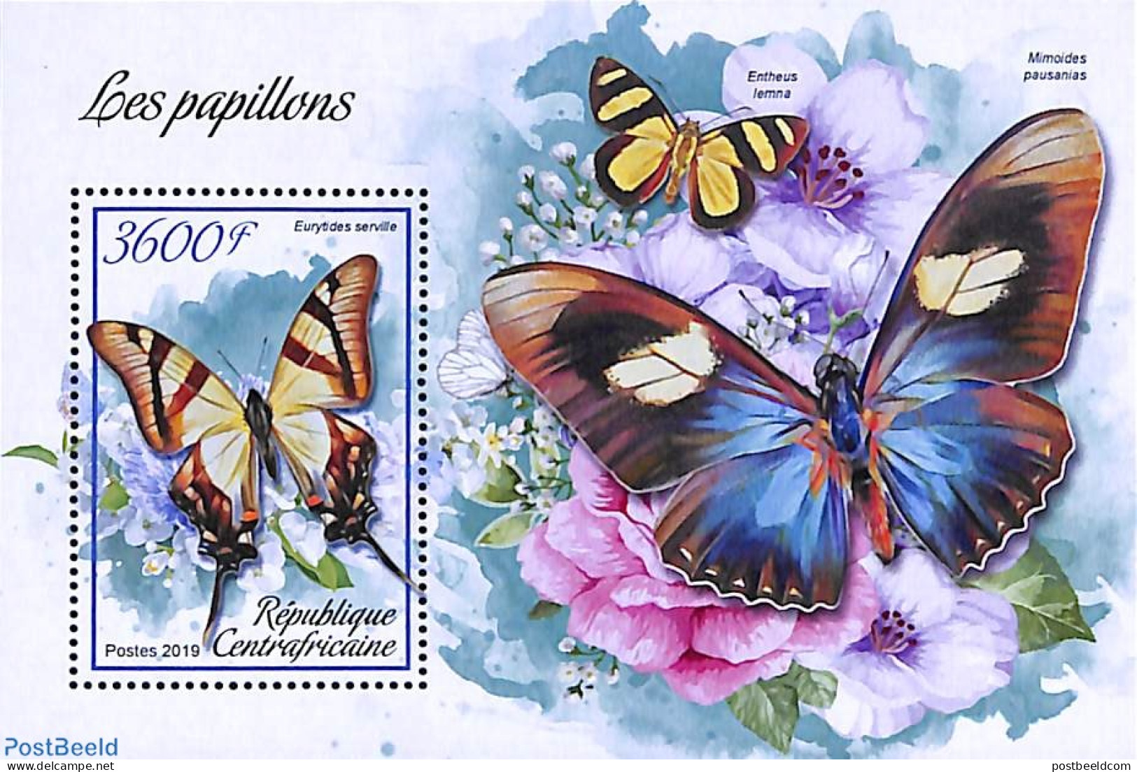 Central Africa 2019 Butterflies S/s, Mint NH, Nature - Butterflies - Centrafricaine (République)
