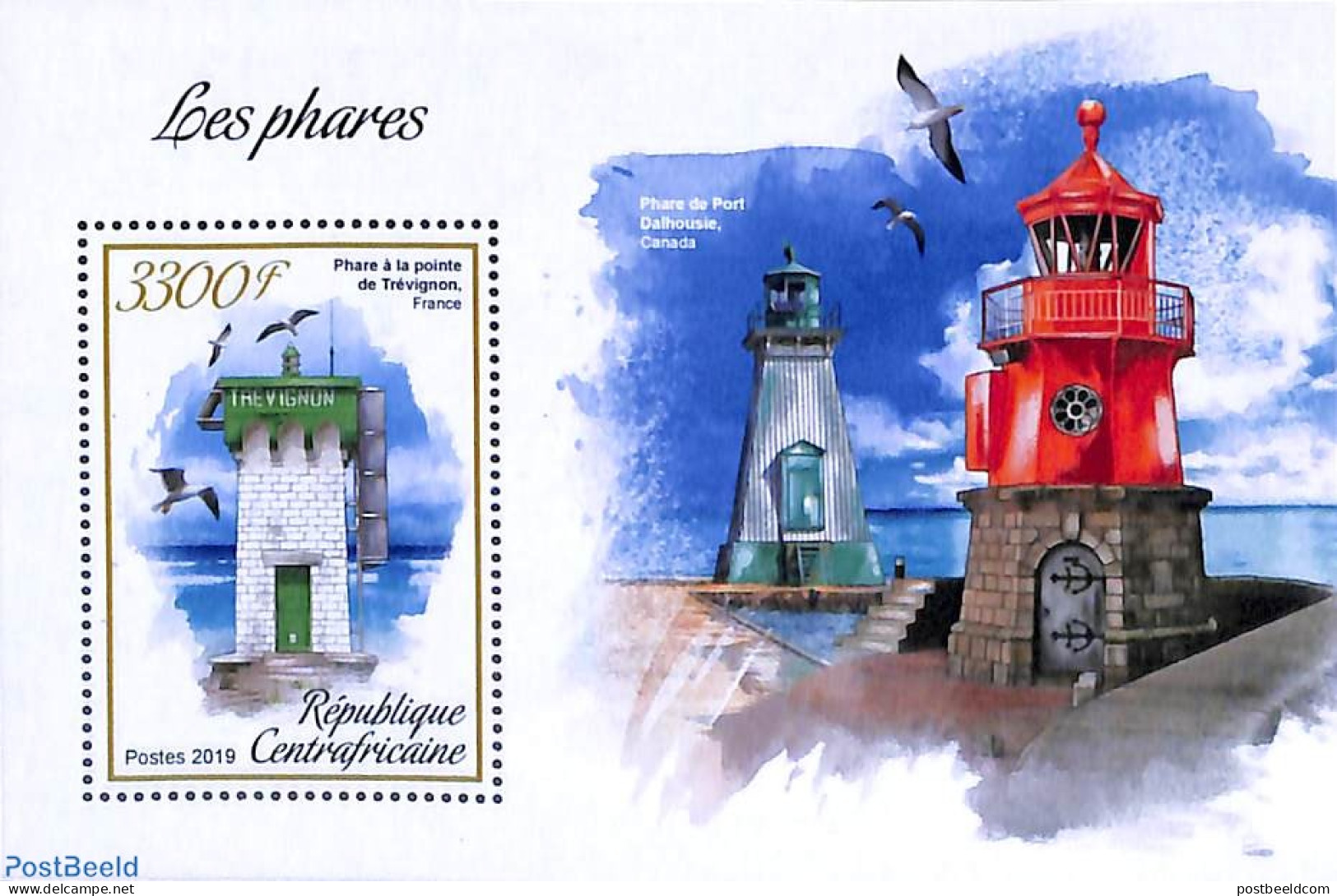 Central Africa 2019 Lighthouses S/s, Mint NH, Nature - Various - Birds - Lighthouses & Safety At Sea - Fari