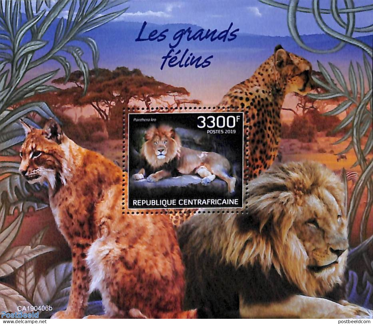 Central Africa 2019 Big Cats S/s, Mint NH, Nature - Cat Family - Centrafricaine (République)