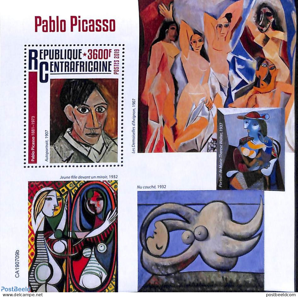 Central Africa 2019 Pablo Picasso S/s, Mint NH, Art - Modern Art (1850-present) - Pablo Picasso - Paintings - Zentralafrik. Republik