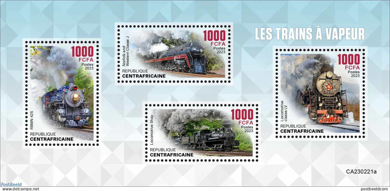 Central Africa 2023 Steam Trains, Mint NH, Transport - Railways - Trains
