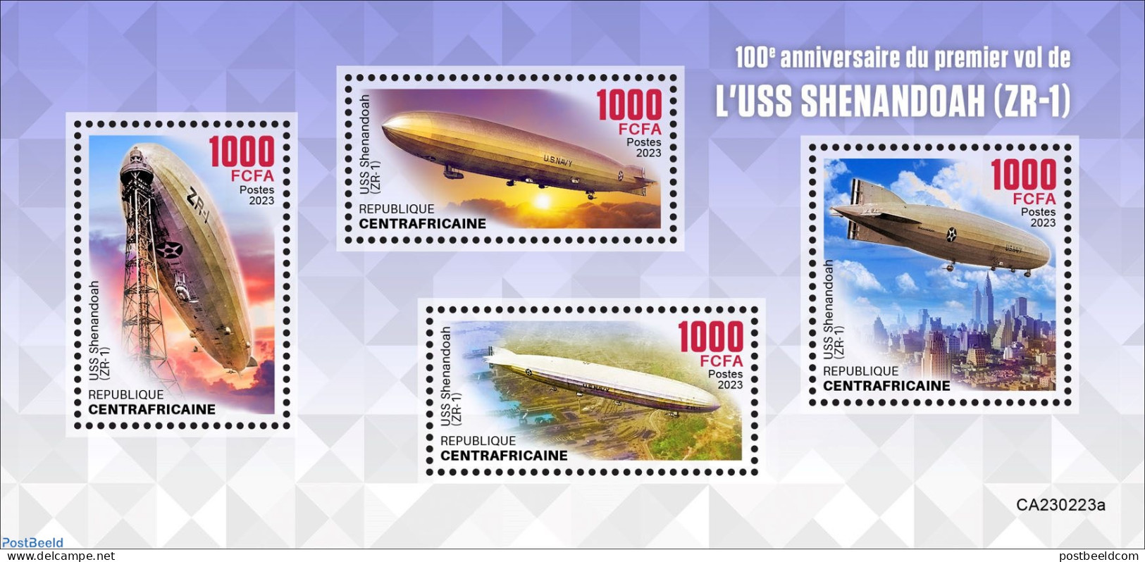 Central Africa 2023 USS Shenandoah (ZR-1), Mint NH, Transport - Aircraft & Aviation - Zeppelins - Aviones