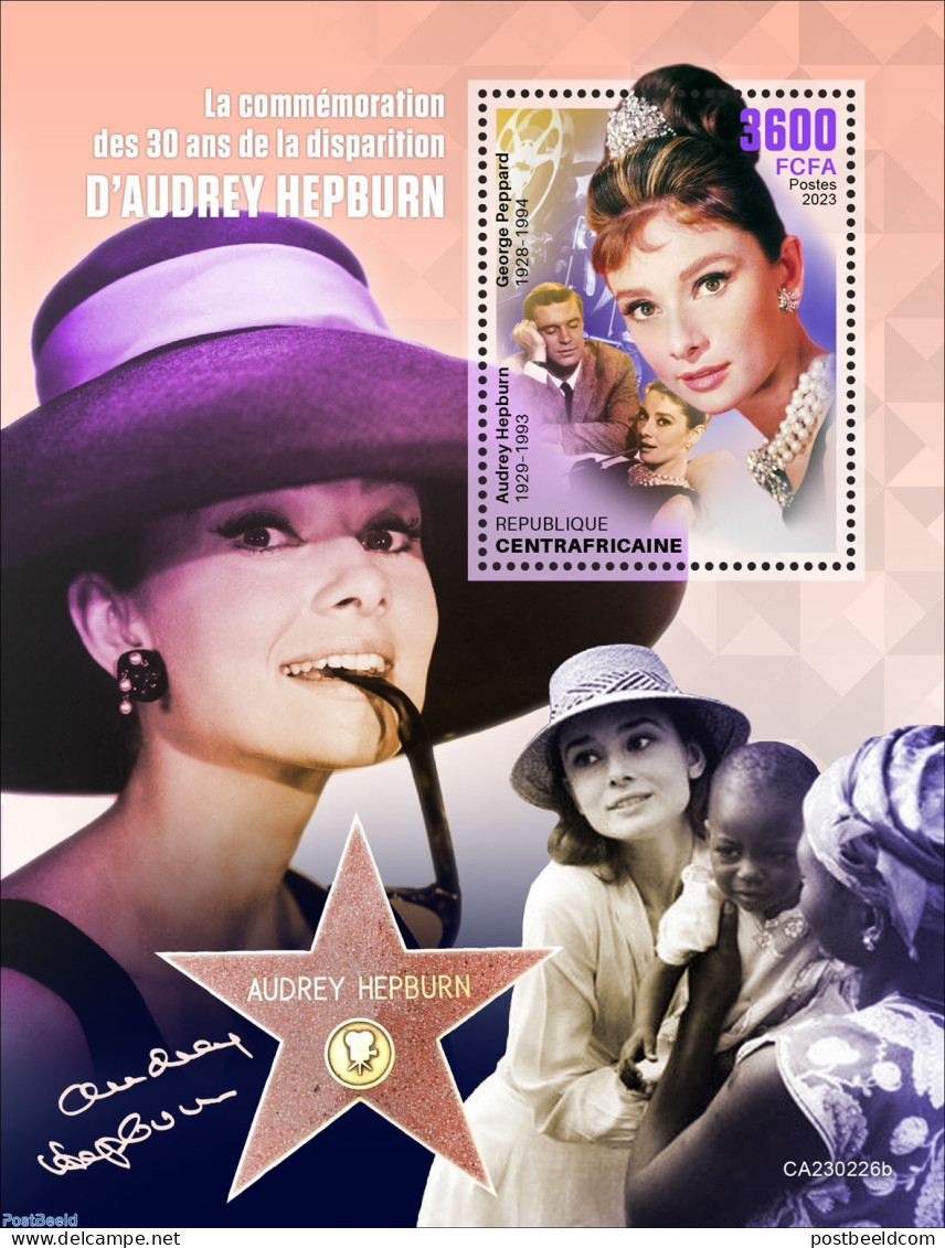 Central Africa 2023 Audrey Hepburn, Mint NH, Performance Art - Movie Stars - Schauspieler