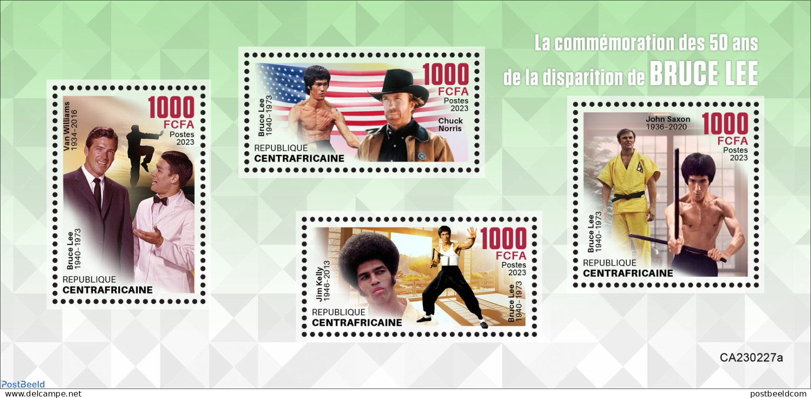 Central Africa 2023 Bruce Lee, Mint NH, Performance Art - Sport - Movie Stars - Sport (other And Mixed) - Actores