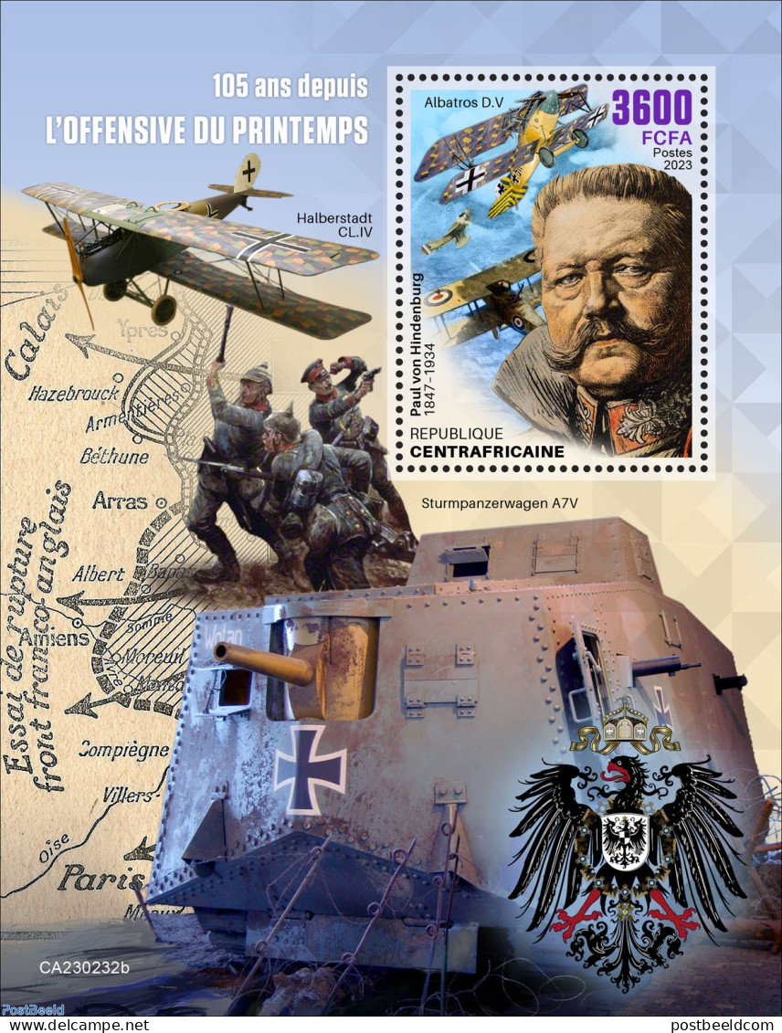 Central Africa 2023 Spring Offencive, Mint NH, History - Transport - Militarism - Aircraft & Aviation - World War I - Militaria