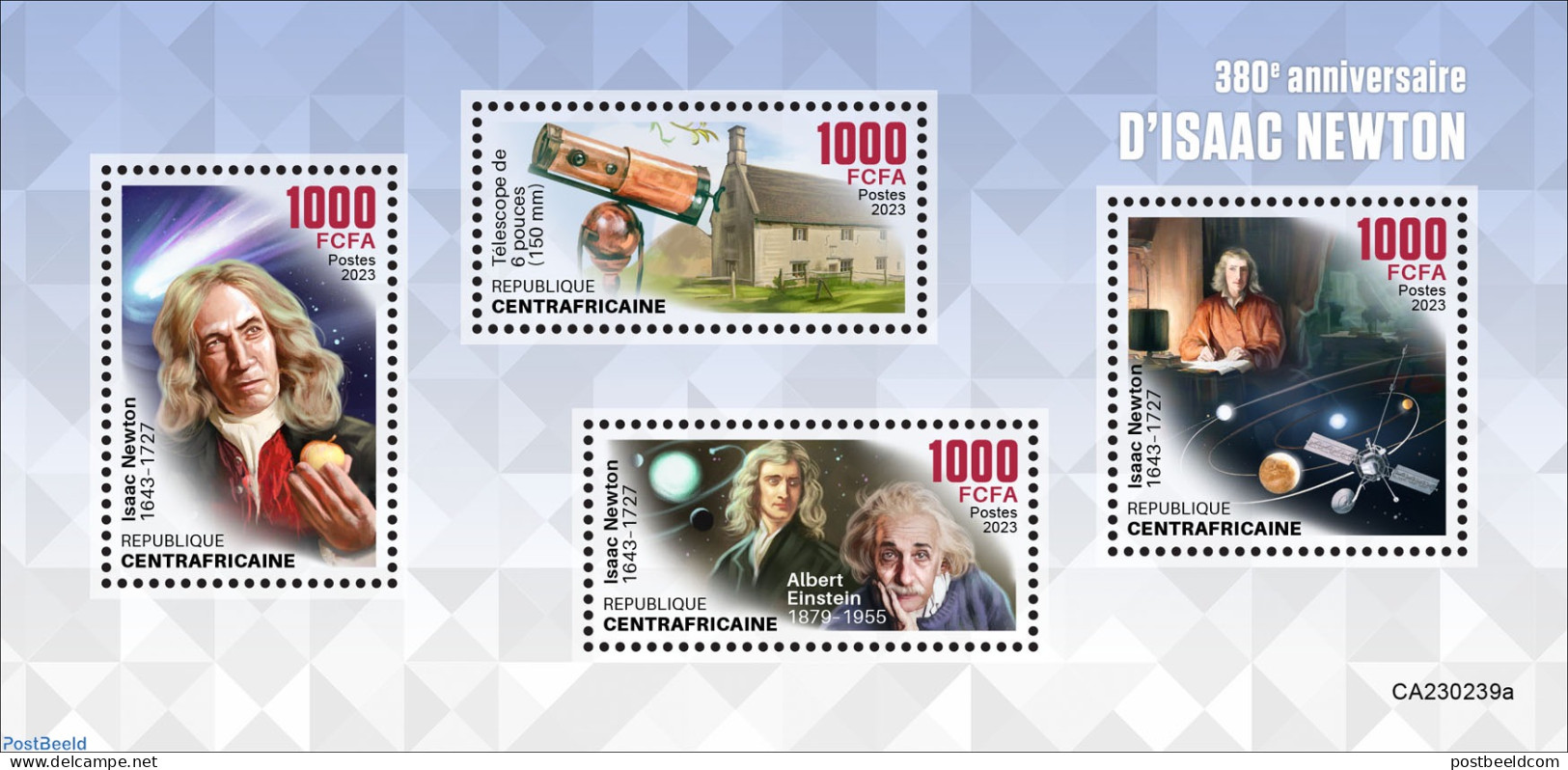 Central Africa 2023 Isaac Newton, Mint NH, Science - Art - Science Fiction - Sin Clasificación