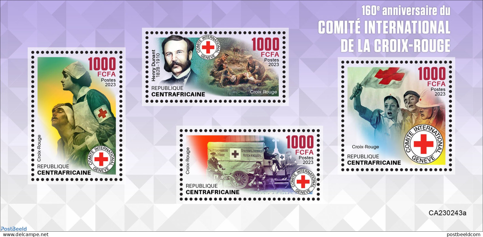 Central Africa 2023 Red Cross, Mint NH, Health - Transport - Red Cross - Croce Rossa