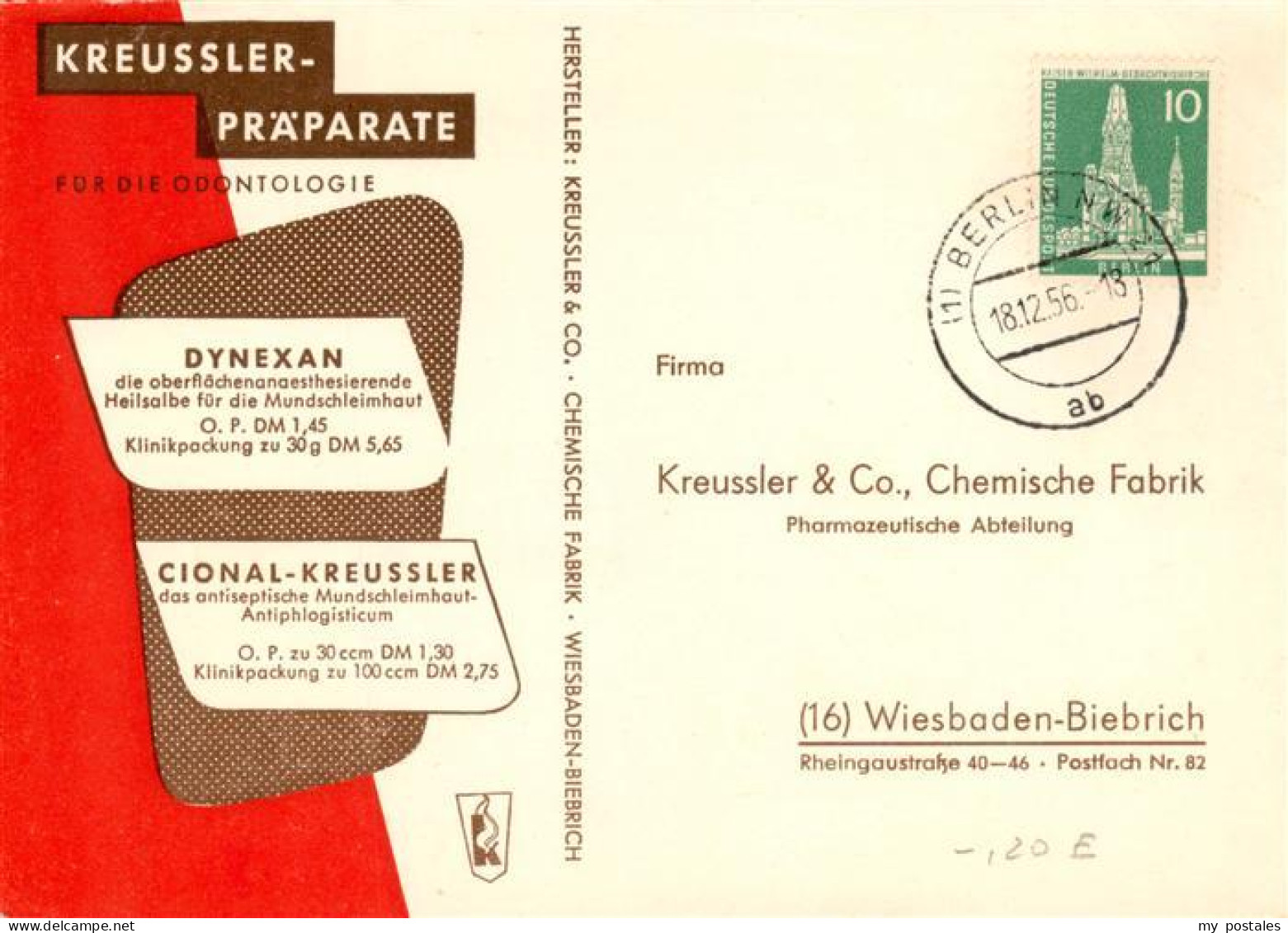 73889302 Biebrich Wiesbaden Chem Fabrik Kreussler Et Co Musteranforderung Biebri - Wiesbaden