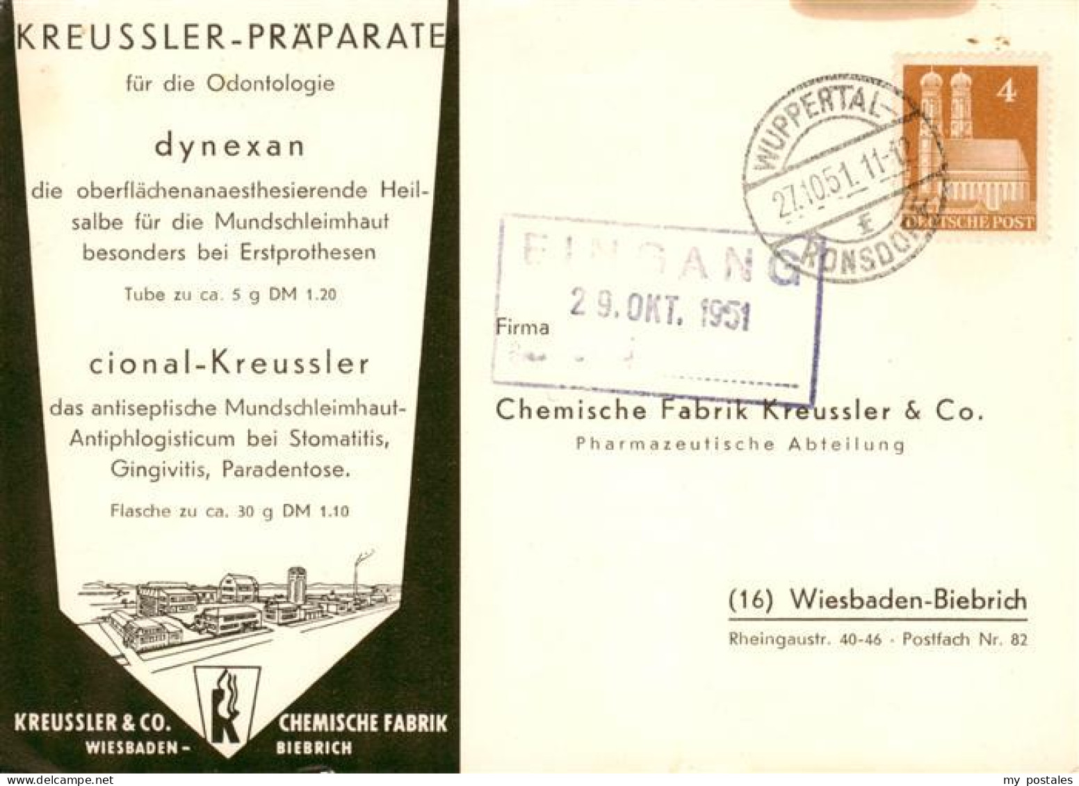 73889299 Biebrich Wiesbaden Chem Fabrik Kreussler Et Co Musteranforderung Biebri - Wiesbaden