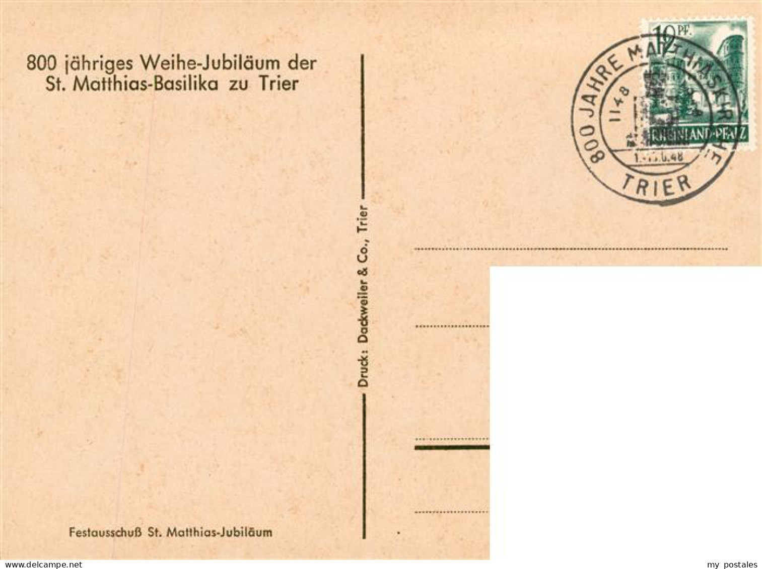 73889221 Trier 800jaehriges Weihe-Jubilaeum Der St. Matthias Basilika Zeichnung  - Trier