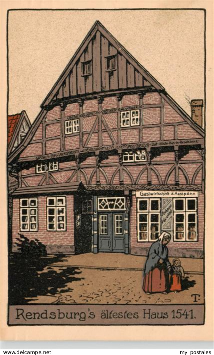 73889167 Rendsburg Aeltestes Haus Der Stadt 1541 Gastwirtschaft Steinzeichnung K - Rendsburg