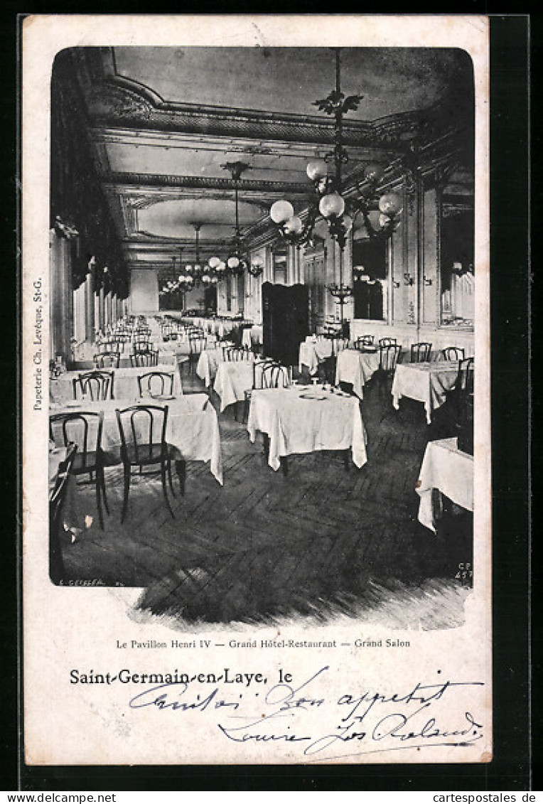 CPA Saint-Germain-en-Laye, Grand Hôtel-Restaurant, Le Pavillon Henri IV, Grand Salon  - St. Germain En Laye