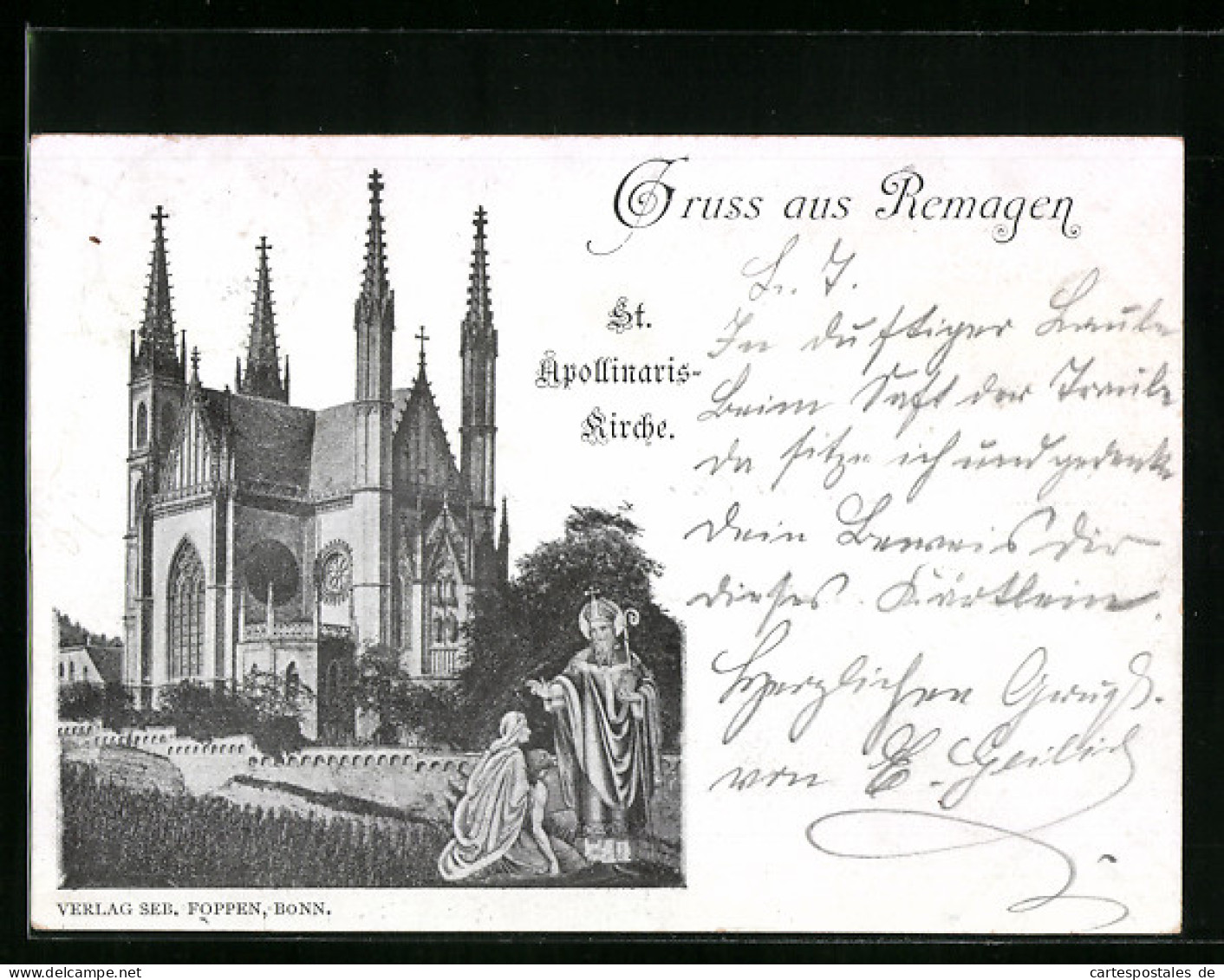 Lithographie Remagen, St. Apollinaris-Kirche  - Remagen
