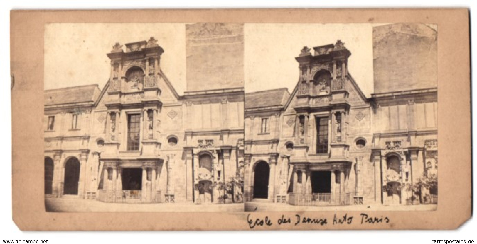 Vue Stéréoscopique-Photo V. C. Glassl, Wien,  Vue De Paris, Vue De École Des Beaux-Arts  - Stereoscopic