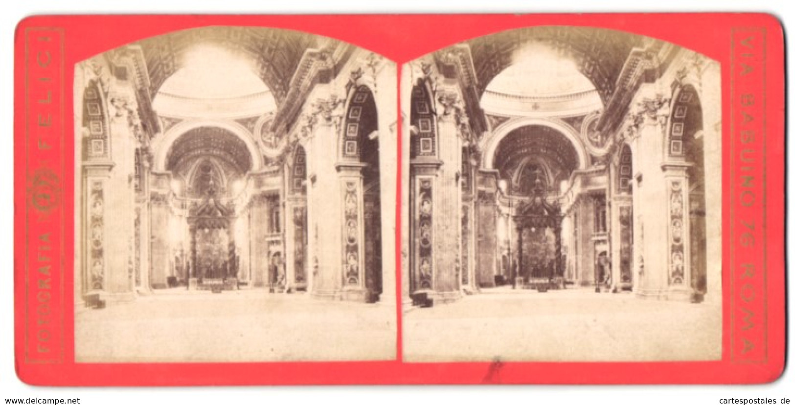 Stereo-Foto Felici, Rom, Ansicht Rom, Innenansicht Der Peterskirche  - Stereoscopio