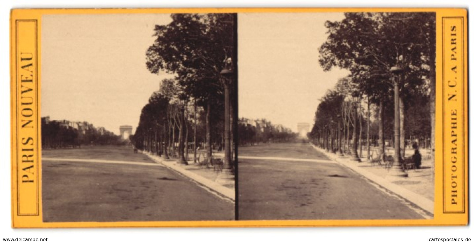Vue Stéréoscopique-Photo N. C. A., Paris,  Vue De Paris, Vue De La Avenue Des Champs-Élysées  - Stereoscopio