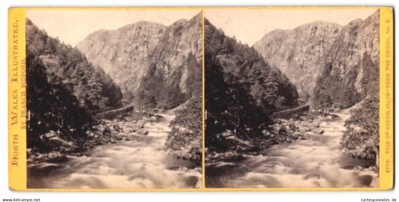 Stereo-Photo Francis Bedford, Ansicht Beddgelert, Pass Of Aberglaslyn From The Bridge  - Stereo-Photographie