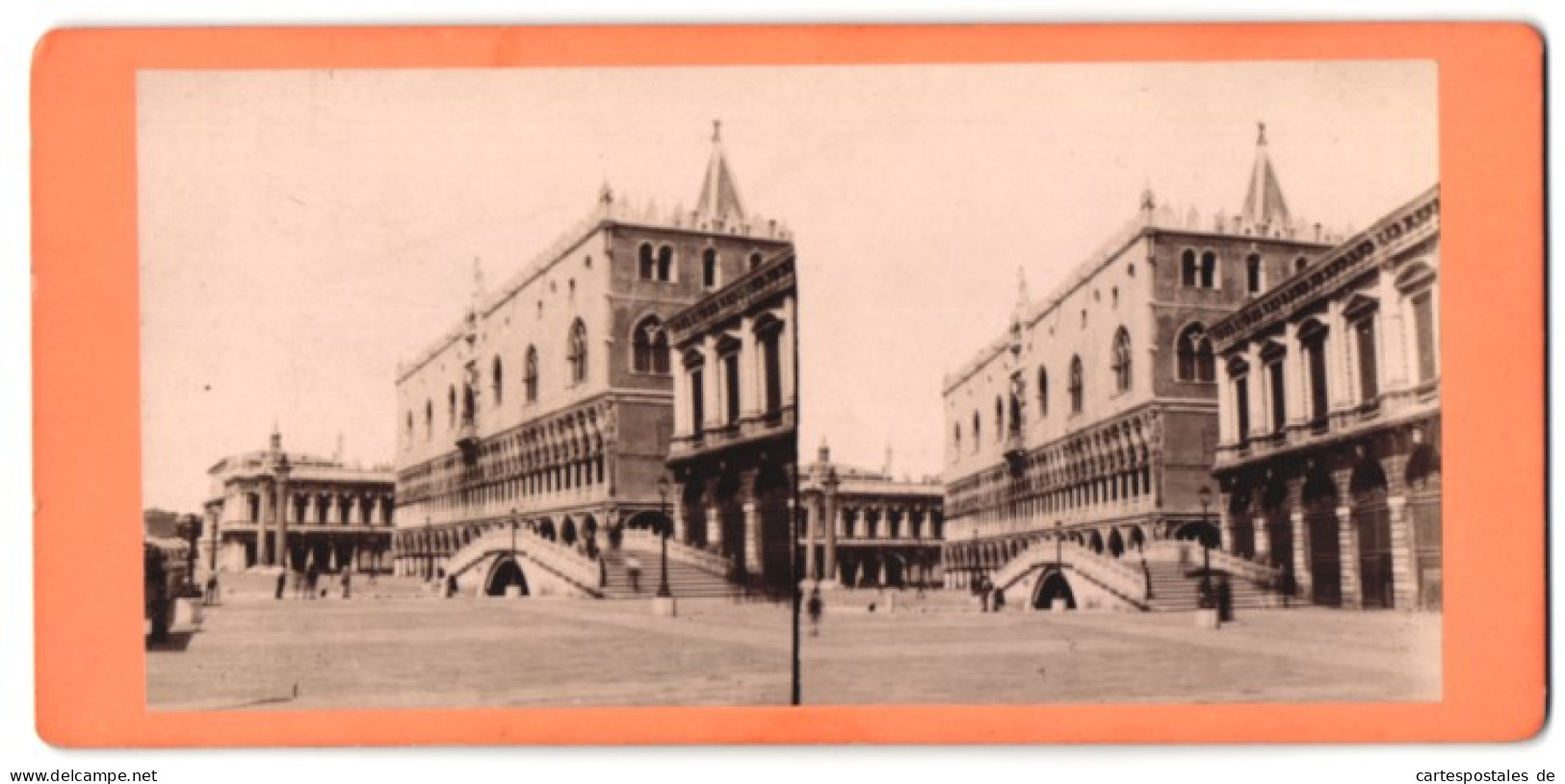 Stereo-Foto Unbekannter Fotograf, Ansicht Venedig, Palazzo Ducale E Ponte Della Paglia  - Photos Stéréoscopiques