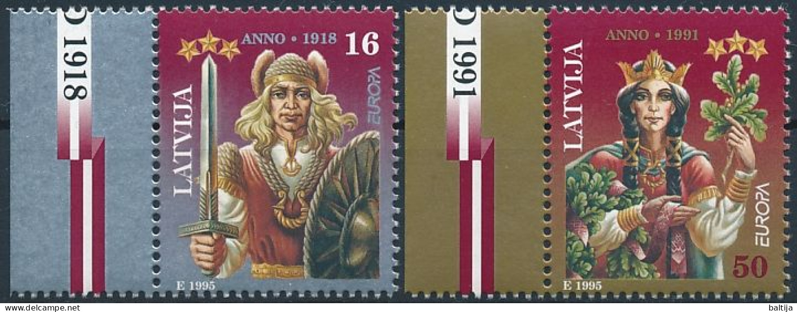 Mi 414-415 ** MNH / CEPT Europa, Peace & Freedom / Lačplesis, Spidola, National Epic Poetry - Latvia