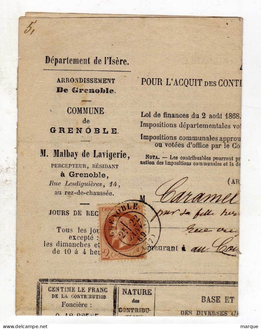 Document Avec Timbre 2C BRUN VAN DYK Oblitération 22/01/1869 - 1849-1876: Periodo Classico