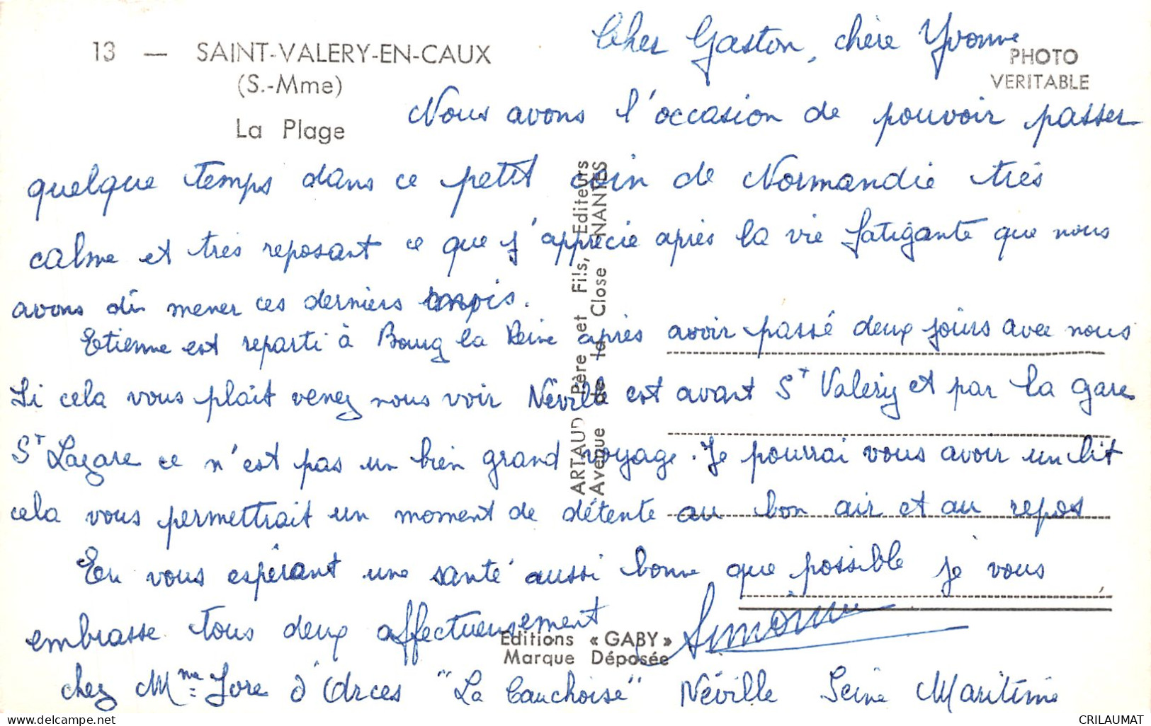 76-SAINT VALERY EN CAUX-N°T5072-G/0121 - Saint Valery En Caux