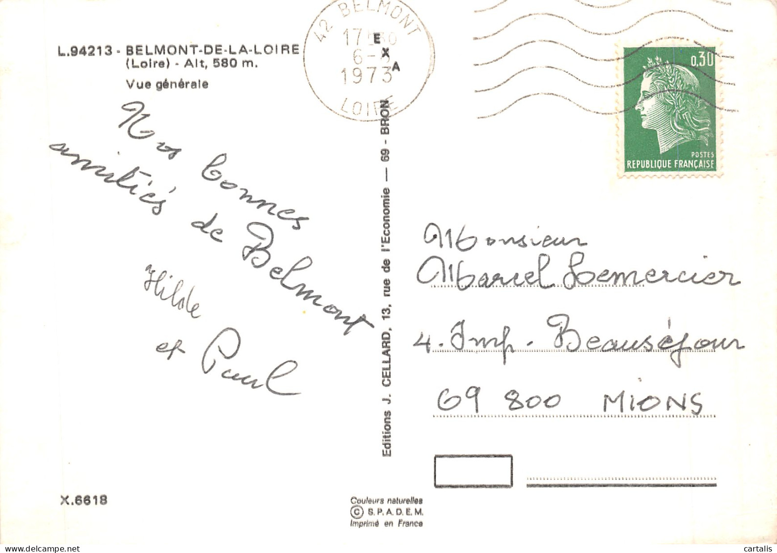 42-BELMONT DE LA LOIRE-N° 4396-D/0331 - Belmont De La Loire