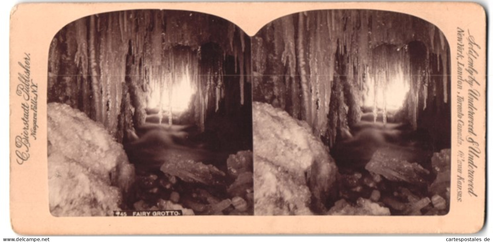 Stereo-Fotografie C. Bierstadt, Niagara Falls / NY, Ansicht Niagara Fälle / NY, Blick In Die Feen Grotte, Fairy Grotto  - Photos Stéréoscopiques