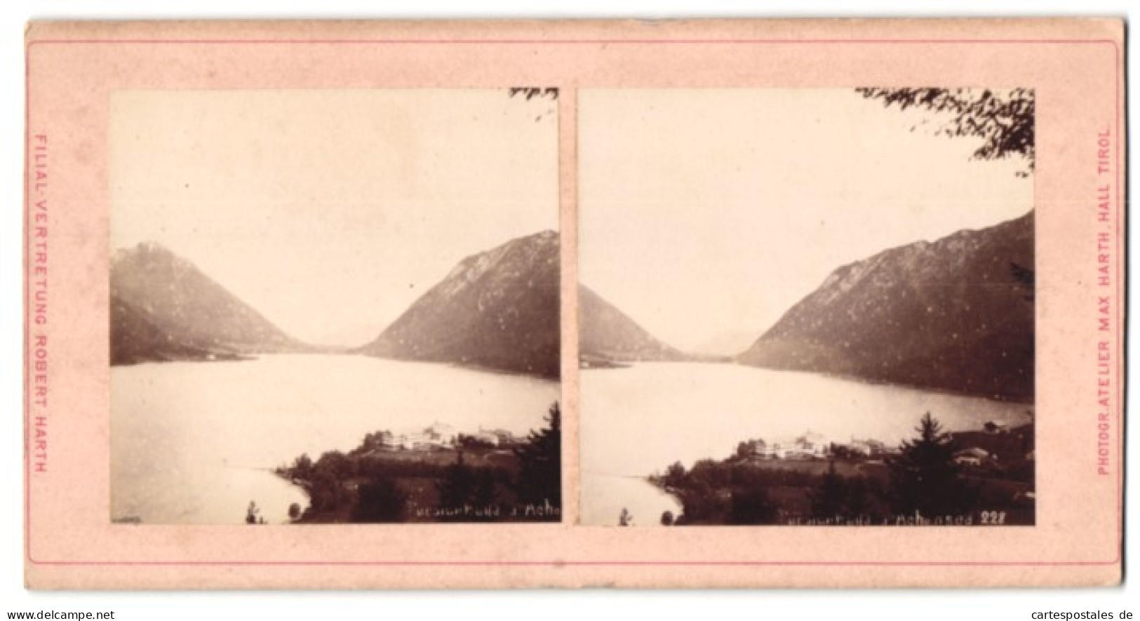 Stereo-Fotografie Max Harth, Hall I. Tirol, Ansicht Achensee, Blick Nach Dem Hotel Fürstenhaus  - Stereoscoop