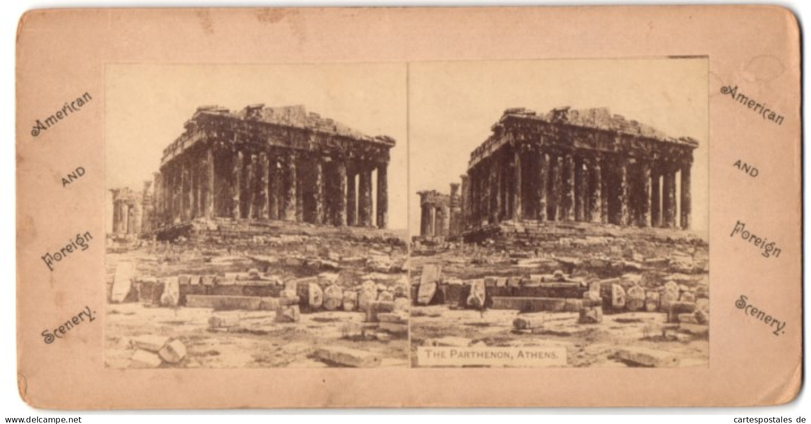 Stereo-Fotografie Unbekannter Fotograf, Ansicht Athen, Blick Auf Das Parthenon  - Photos Stéréoscopiques