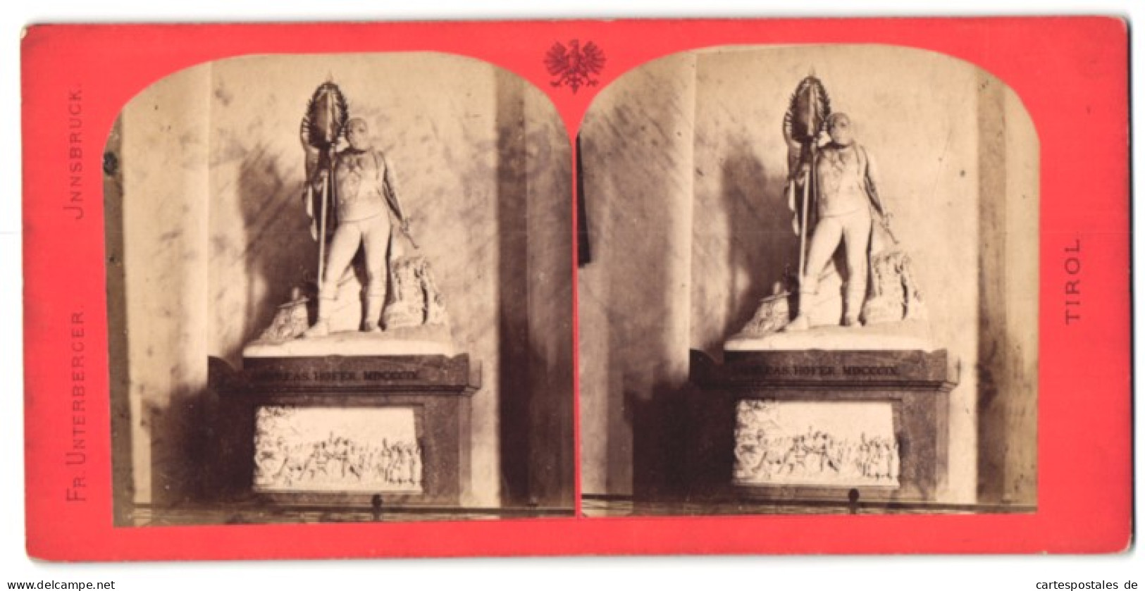 Stereo-Fotografie Fr. Unterberger, Innsbruck, Ansicht Innsbruck, Das Andreas Hofer Monument  - Stereoscopio