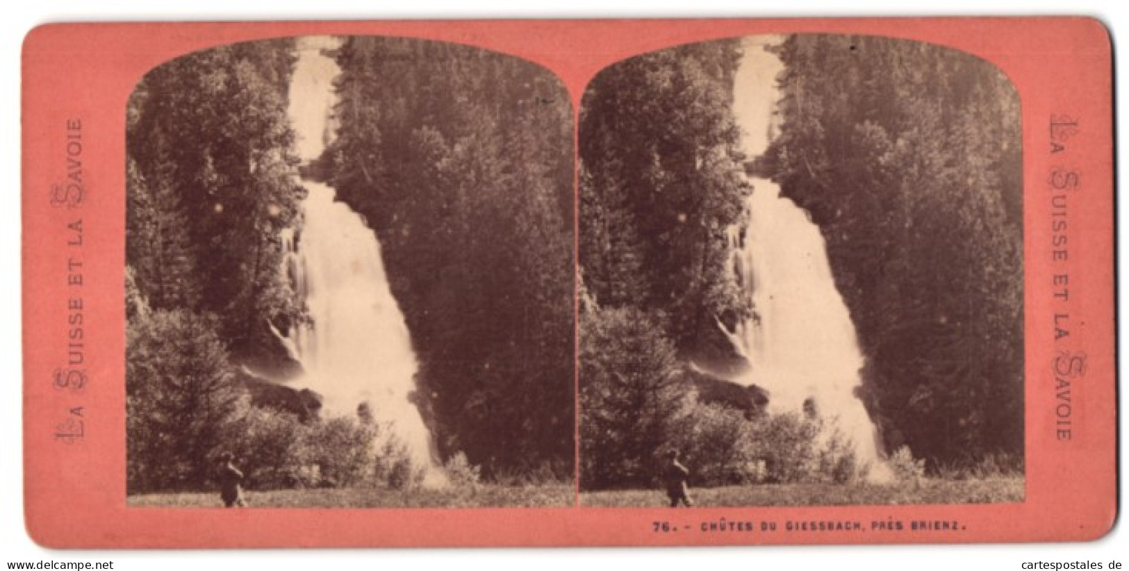 Stereo-Fotografie Unbekannter Fotograf, Ansicht Brienz, Blick Auf Den Giessbachfall, Wasserfall  - Stereoscopic