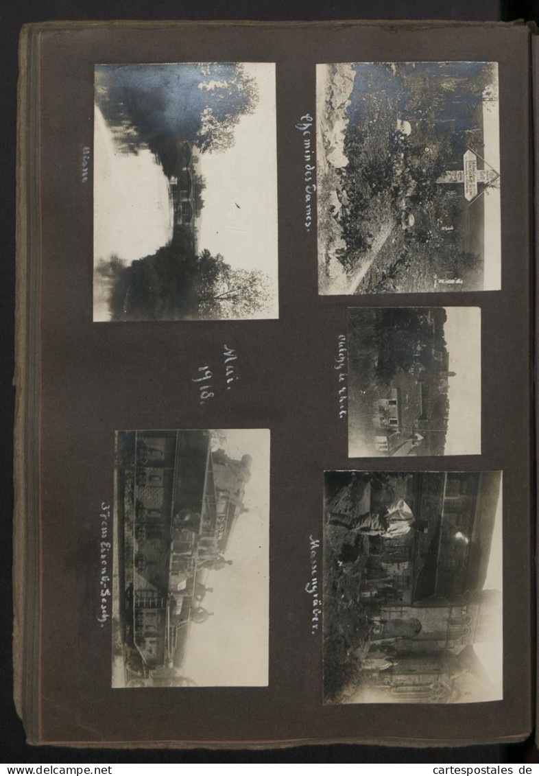 Fotoalbum mit 84 Fotografien, 1.WK 1. Garde Feld Artillerie Regiment Berlin, Frankreich Westfront, Flugzeug, Panzer 19 