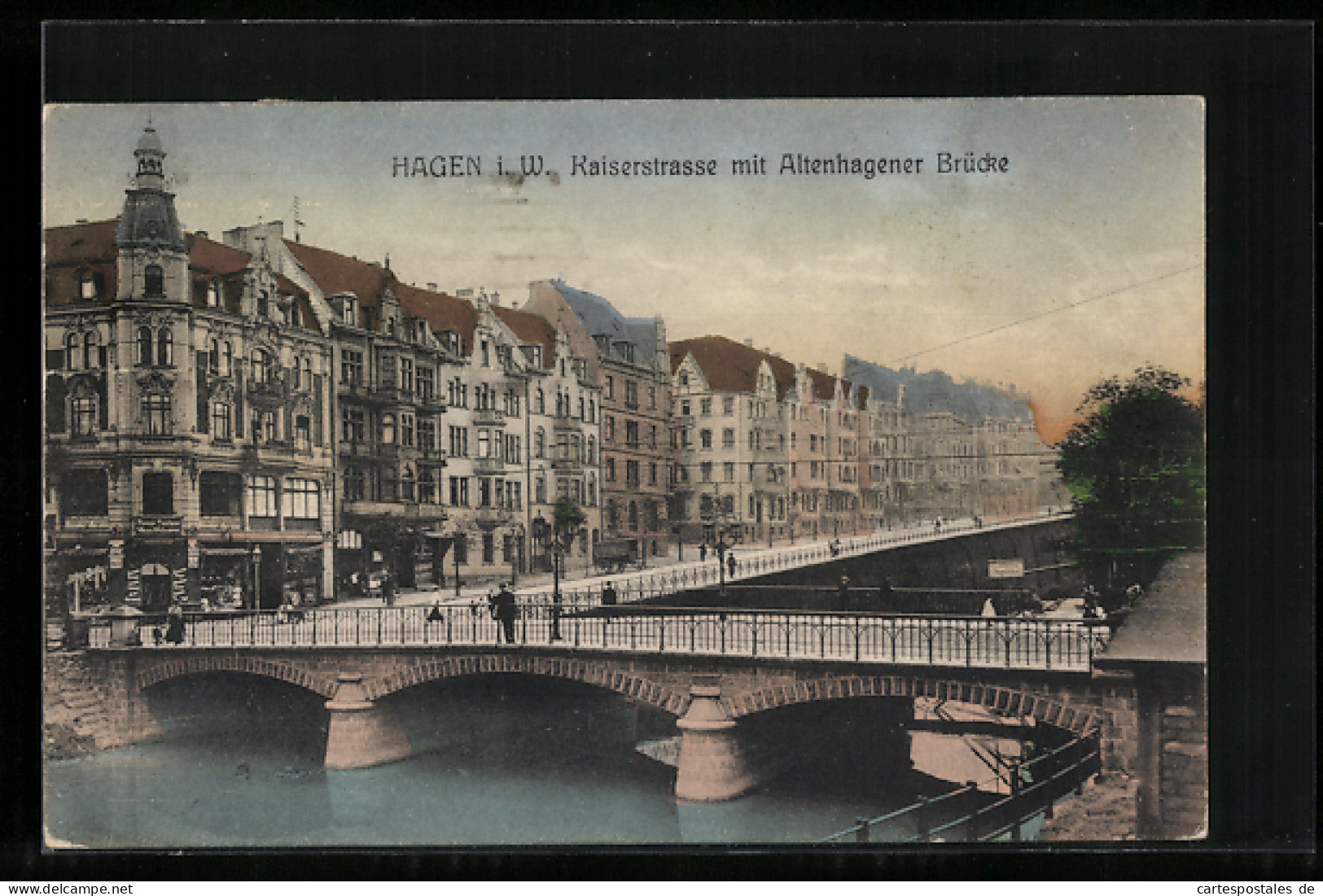 AK Hagen I. W., Kaiserstrasse Mit Altenhagener Brücke  - Hagen