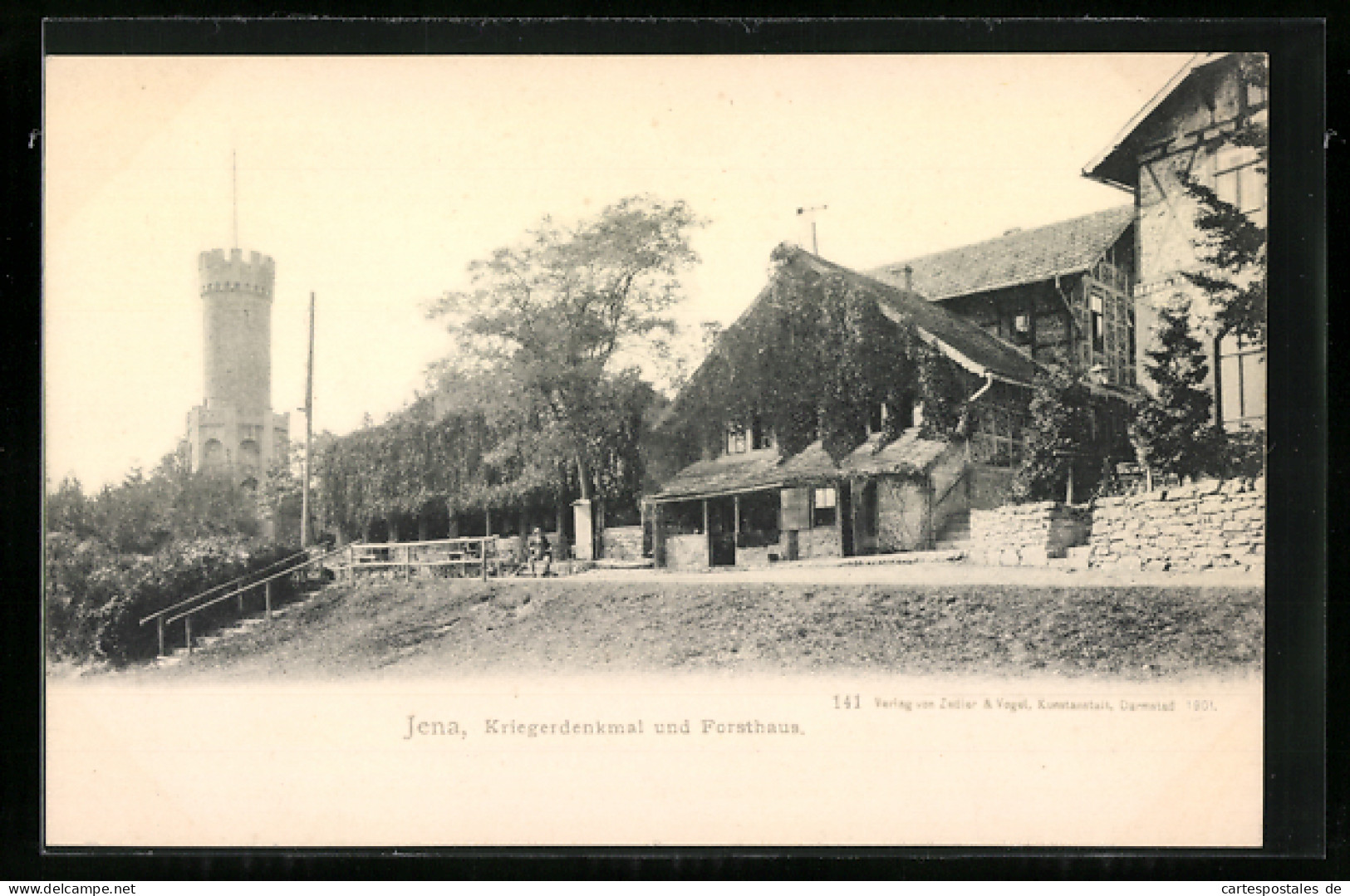 AK Jena, Gasthaus Forsthaus Und Kriegerdenkmal  - Jagd