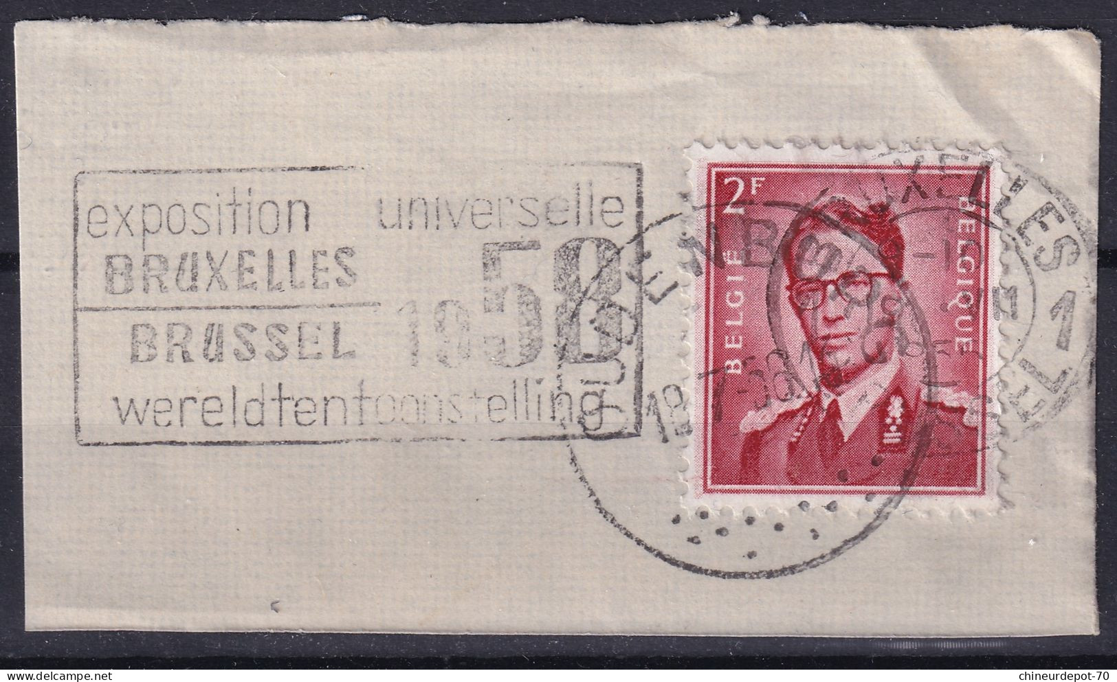 Timbre Belge ROI BAUDOUIN LUNETTE TYPE MARCHAND EXPOSITION BRUXELLES 1958 OUDENBERG - Usados