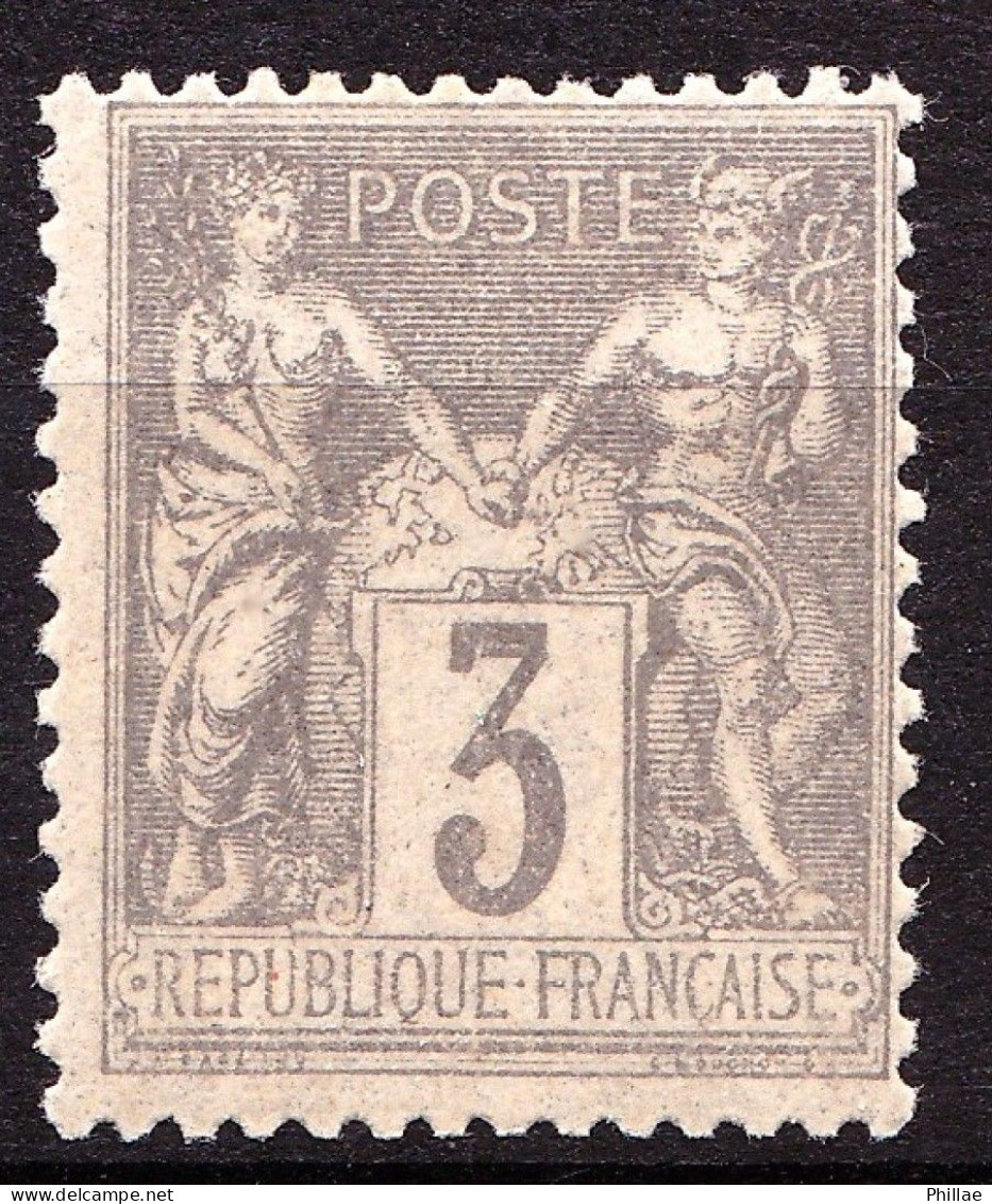 87 - 3c Gris Sage Type II (N/U) - Neuf N** (cote YT : + 50%) - TB - 1876-1898 Sage (Tipo II)