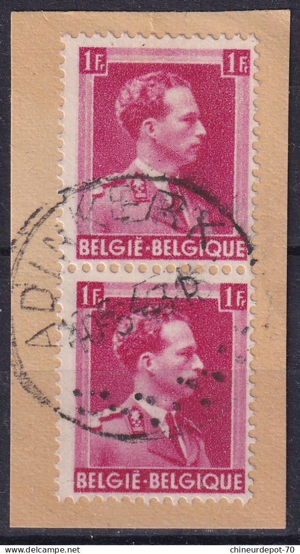 Timbre Belge ROI EN PAIRE CACHET Adinkerke - Usados