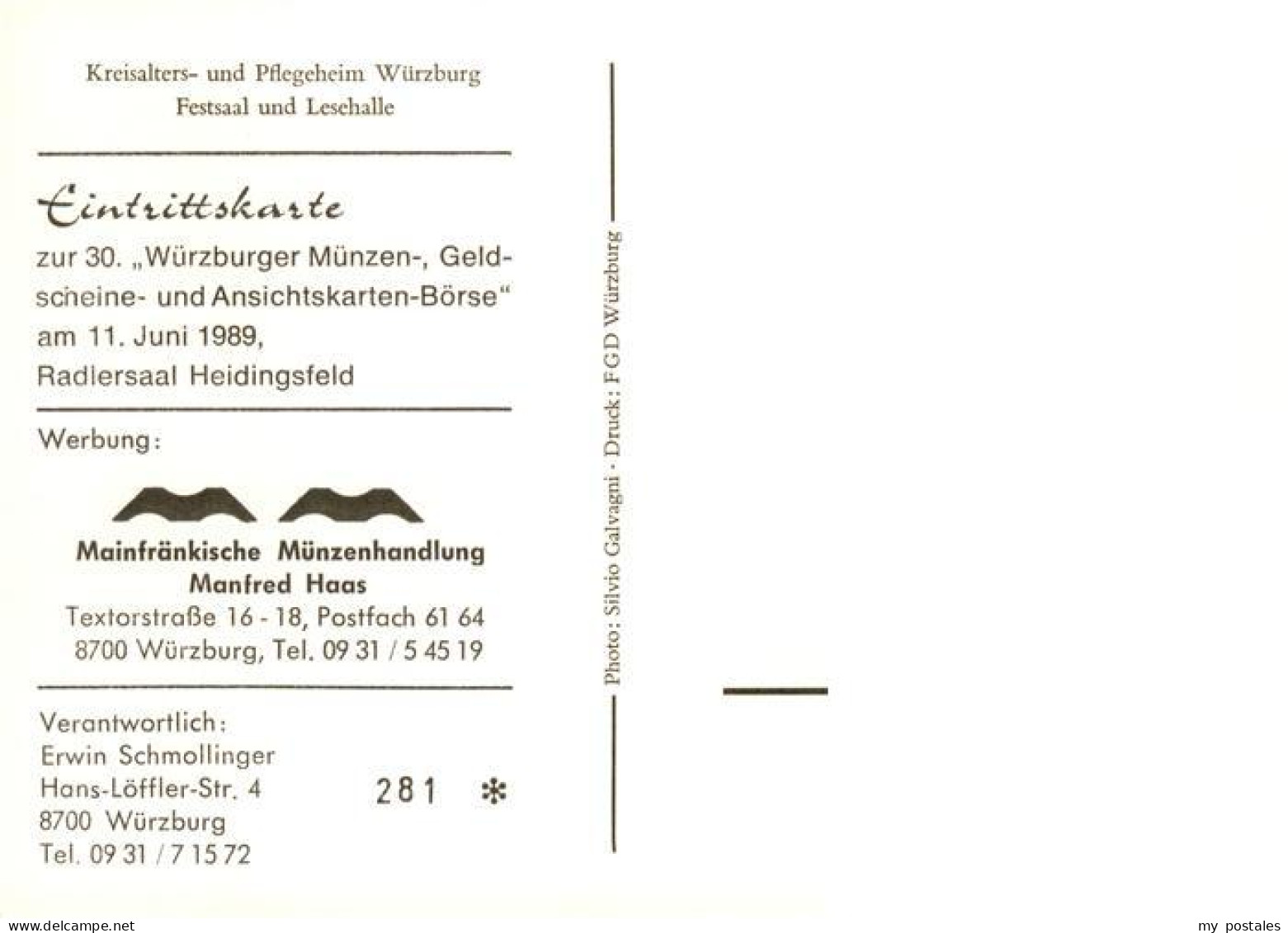 73888396 Wuerzburg Bayern Kreisalters Und Pflegeheim Festsaal Und Lesehalle  - Wuerzburg