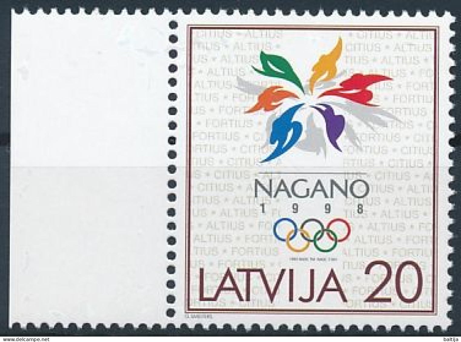 Mi 474 ** MNH / Winter Olympics Nagano 1998 / Logo - Lettland