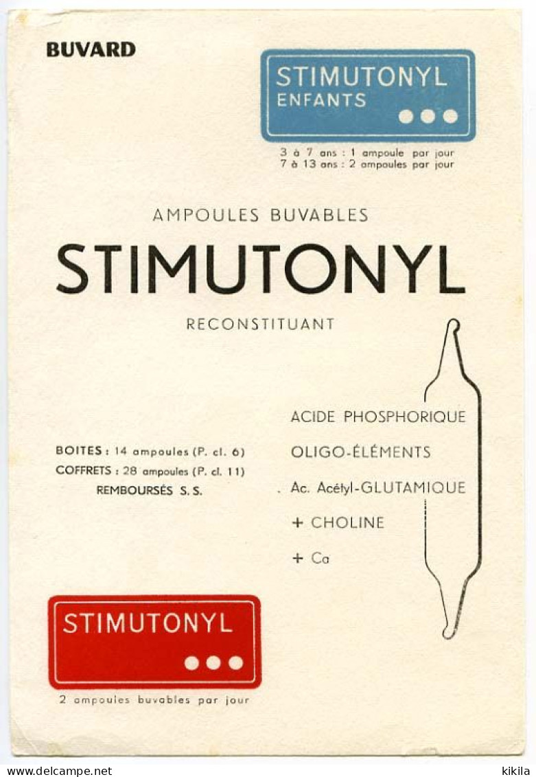 Buvard  13.4 X 20 Laboratoire Toraude  Reconstituant Stimutonyl  Bleu Et Rouge - Drogisterij En Apotheek