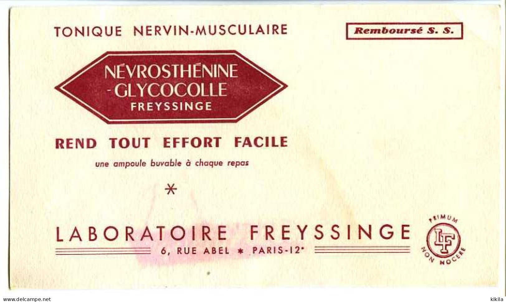 Buvard   20.8 X 11.8  Laboratoires FREYSSINGE  Névrosthènine-Glycocole - Chemist's