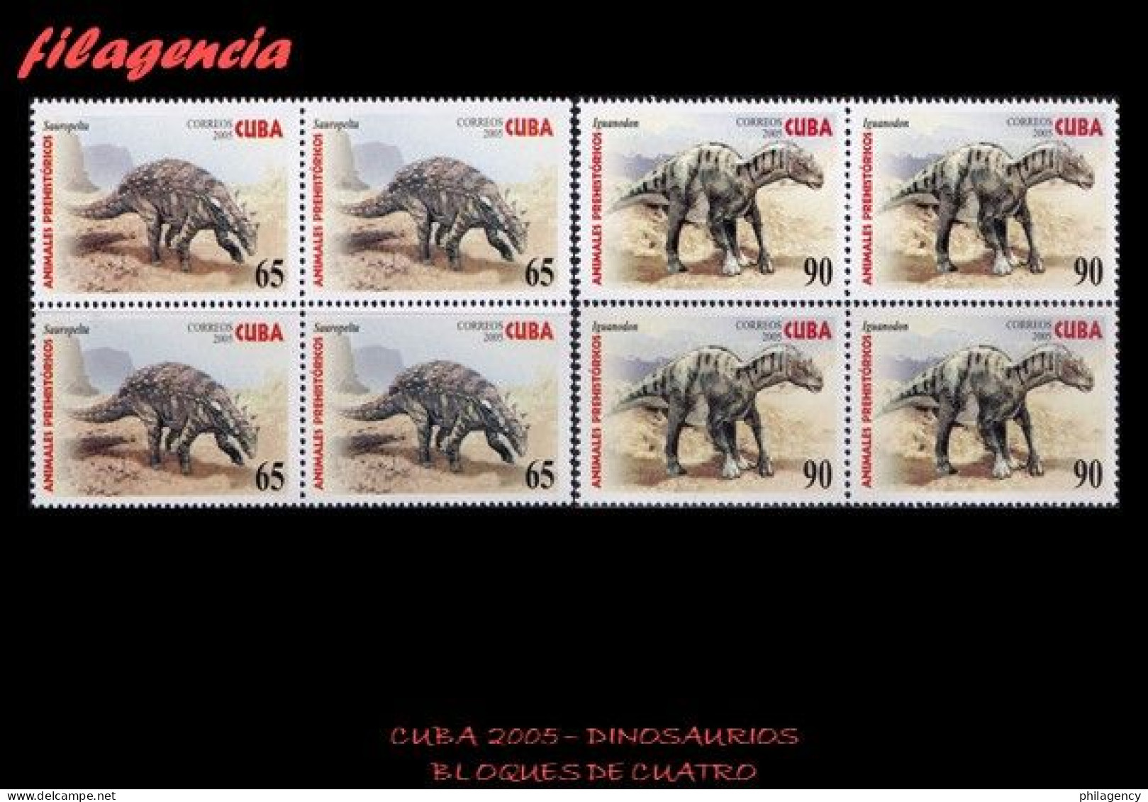 CUBA. BLOQUES DE CUATRO. 2005-04 FAUNA PREHISTÓRICA. DINOSAURIOS - Ungebraucht