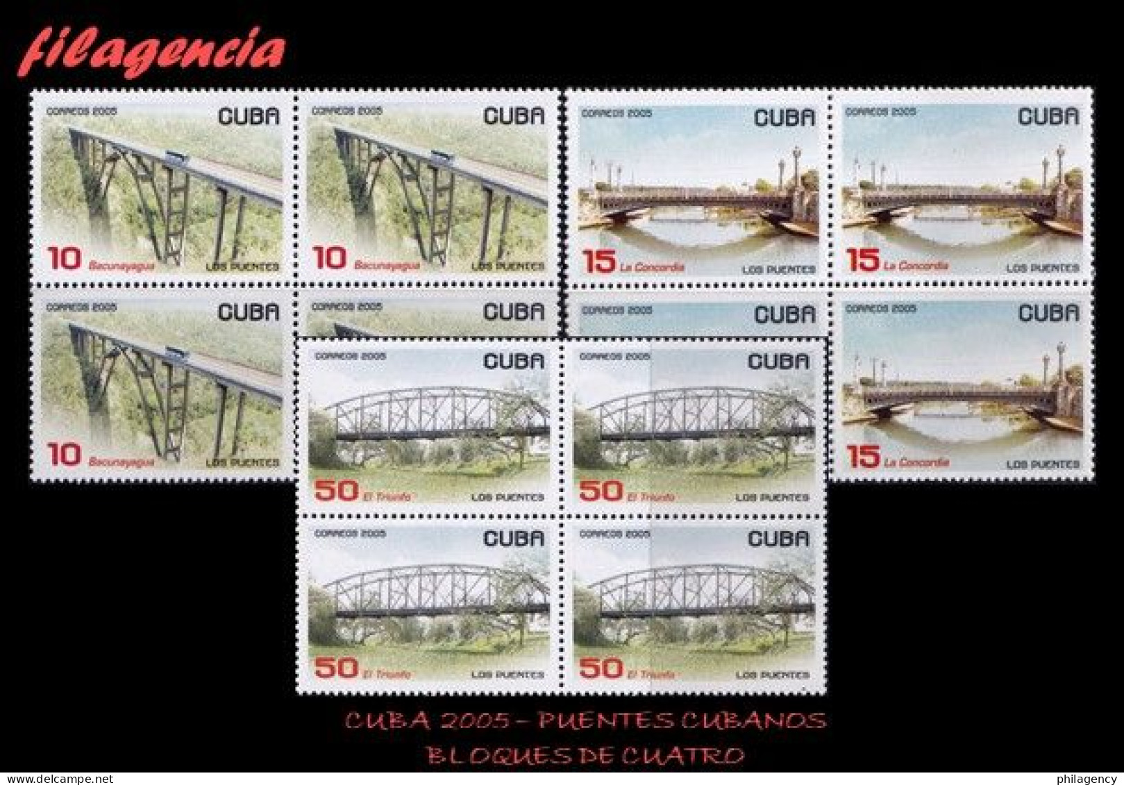 CUBA. BLOQUES DE CUATRO. 2005-06 PUENTES CUBANOS - Nuovi