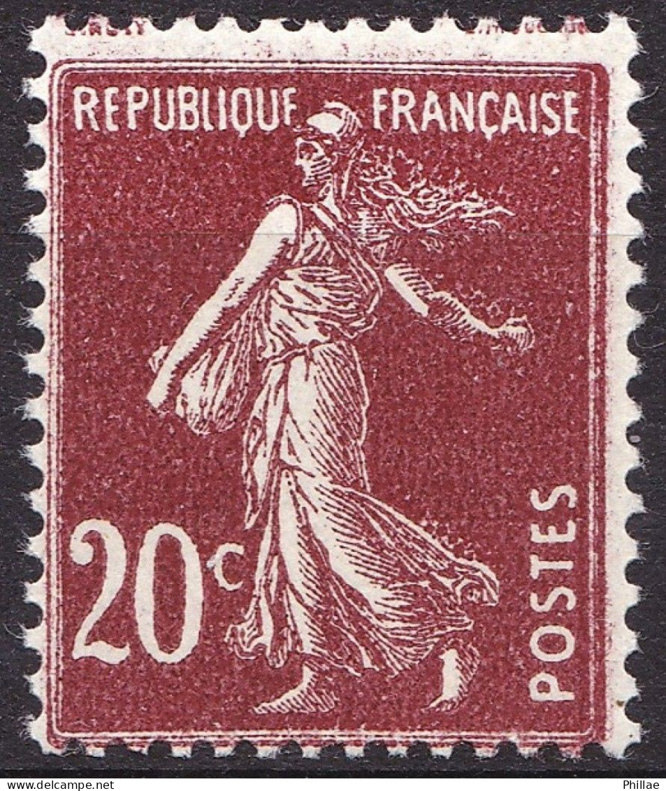 139 - 20c Brun-rouge Type Semeuse Camée - Neuf N** - TB - 1906-38 Säerin, Untergrund Glatt