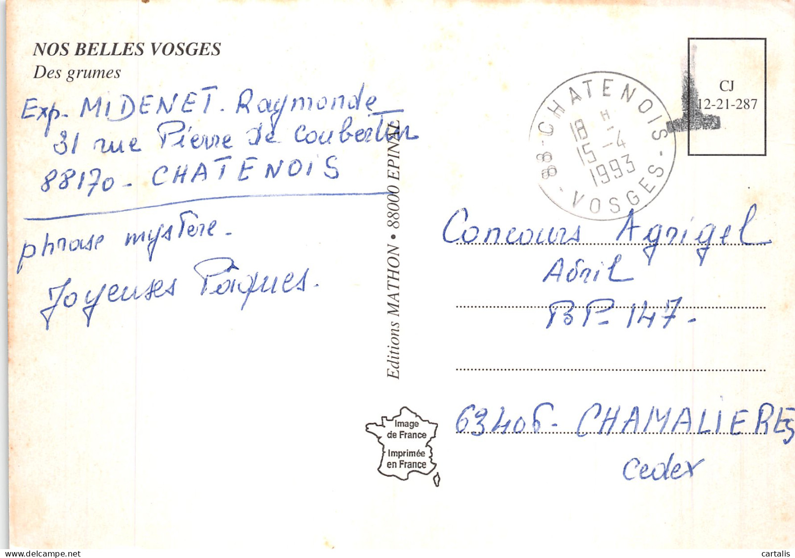 88-LES VOSGES-N° 4401-A/0069 - Other & Unclassified