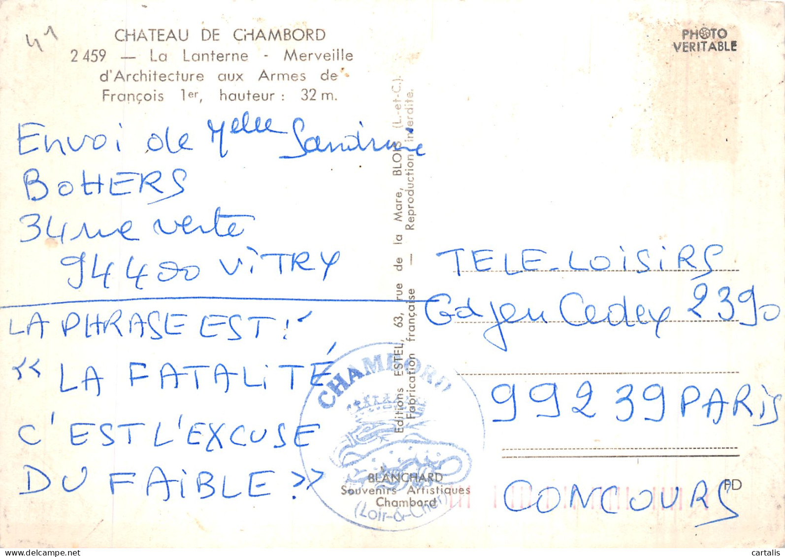 41-CHAMBORD LE CHATEAU-N° 4401-C/0361 - Chambord