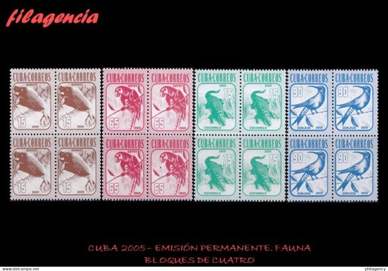 CUBA. BLOQUES DE CUATRO. 2005-11 EMISIÓN PERMANENTE. FAUNA - Unused Stamps