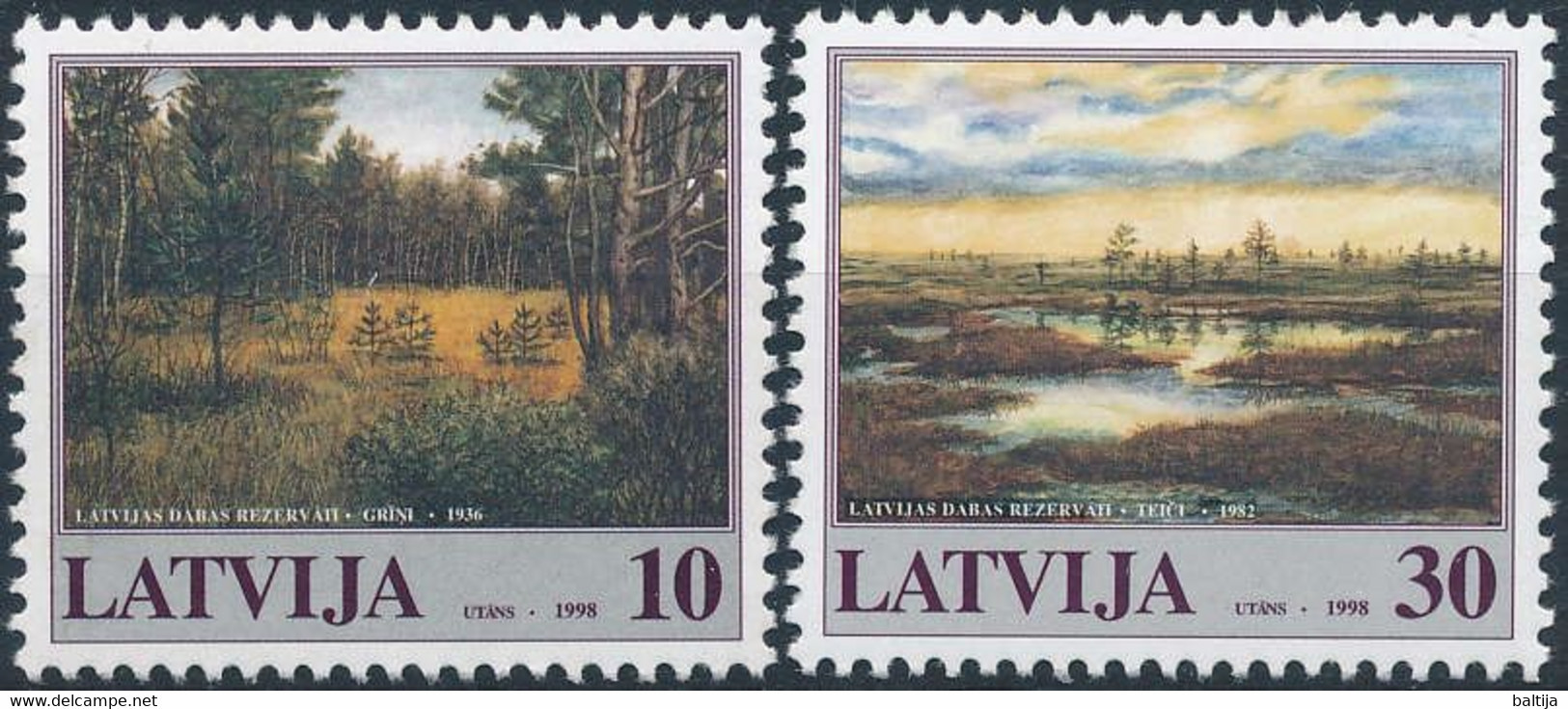 Mi 477-478 ** MNH / Nature Reserves, Grīņi, Teiči - Letonia