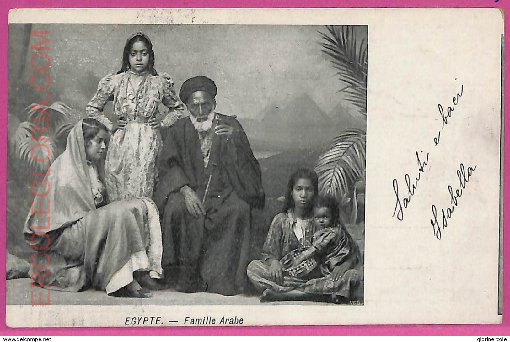 Ag2673 - EGYPT - VINTAGE POSTCARD  - Costumes, Family Arabe - 1907 - Vestuarios